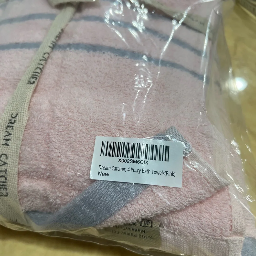 Dream Catcher Pink and Gray Towel Set of 4